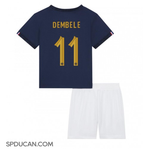 Dječji Nogometni Dres Francuska Ousmane Dembele #11 Domaci SP 2022 Kratak Rukav (+ Kratke hlače)